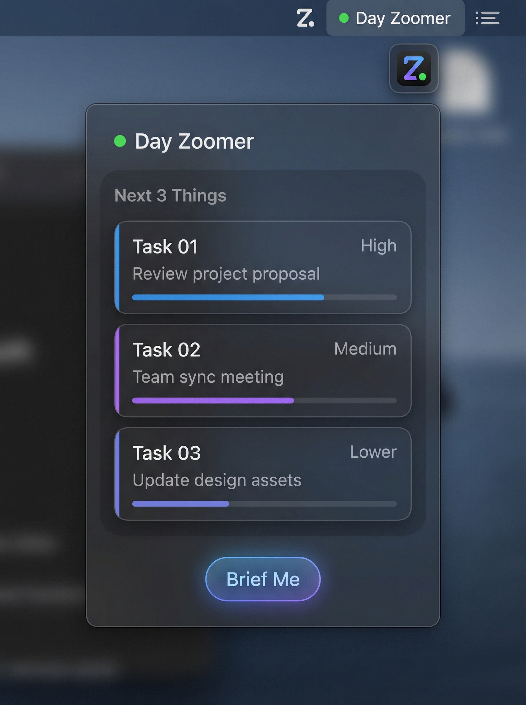 Day Zoomer menu bar app